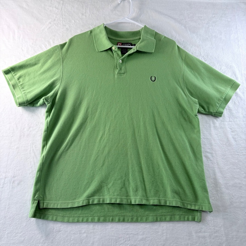 Chaps Polo Shirt Short Sleeve Pique Green Embroidered Logo Mens Size‎ XL